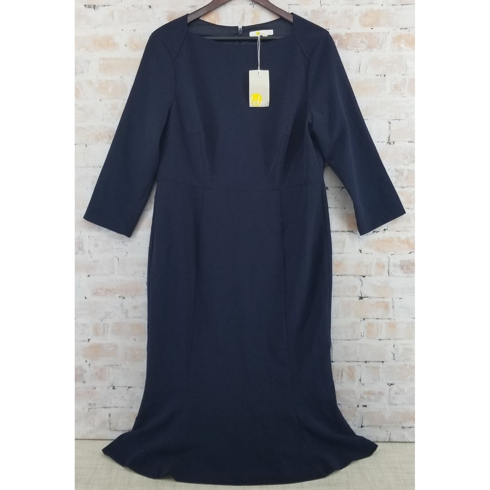 NWT Boden Violette Dress Midi Navy Glorius British Style Fit-&-Flare US 12L Long